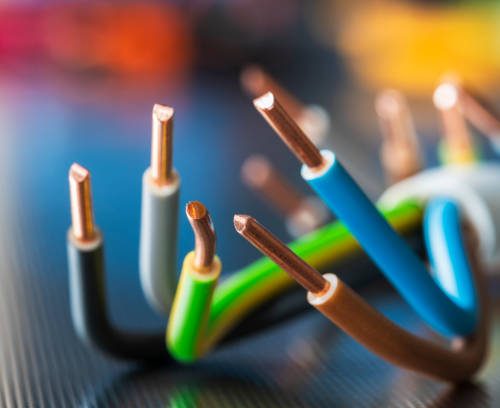 Electrical copper cable wire used to electic installation close-up